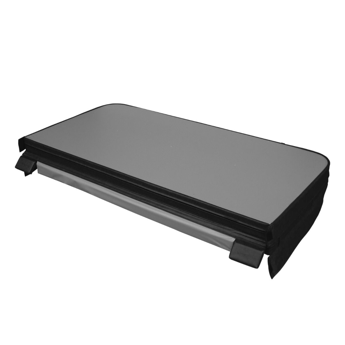 Cubierta negra de 2m x 2m para jacuzzi, con textura suave y bordes reforzados, ideal para proteger y mantener el agua limpia