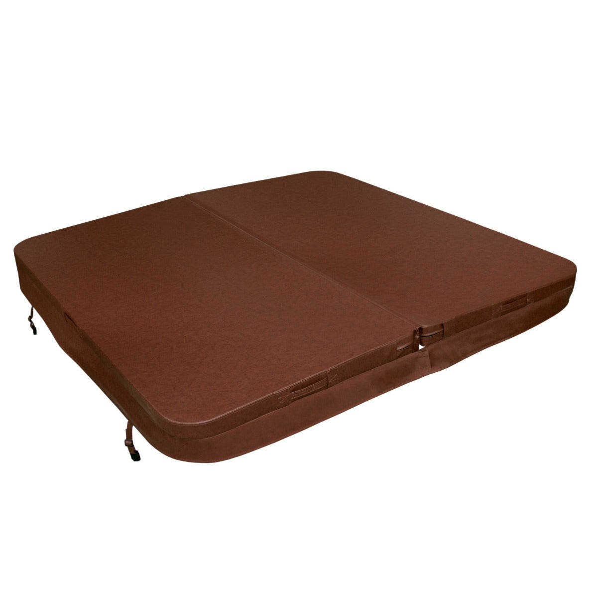 Cubierta marrón para jacuzzi de 2,1m x 2,1m, con textura suave y resistente, ideal para proteger el jacuzzi de la suciedad y el clima