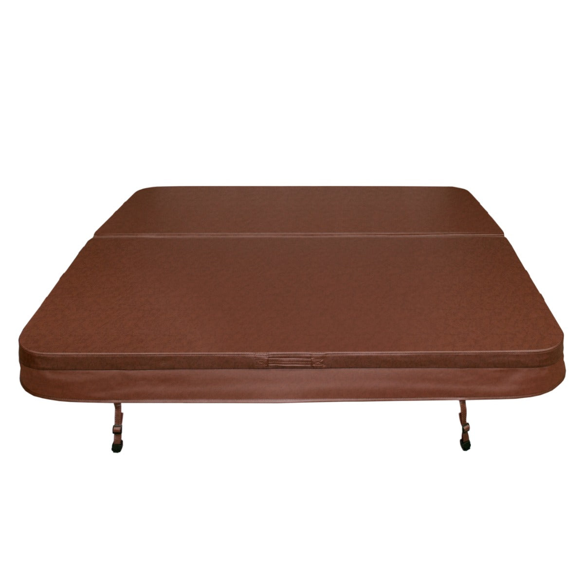 Cubierta marrón para jacuzzi de 2,1m x 2,1m, con textura suave y resistente, diseñada para proteger y mantener el agua limpia