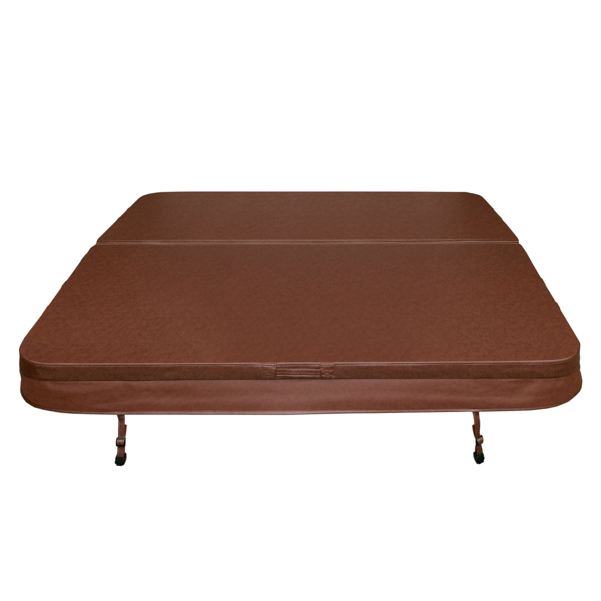 Cubierta marrón para jacuzzi de 2,1m x 2,1m, con textura suave y resistente, ideal para proteger el jacuzzi de la suciedad y el clima
