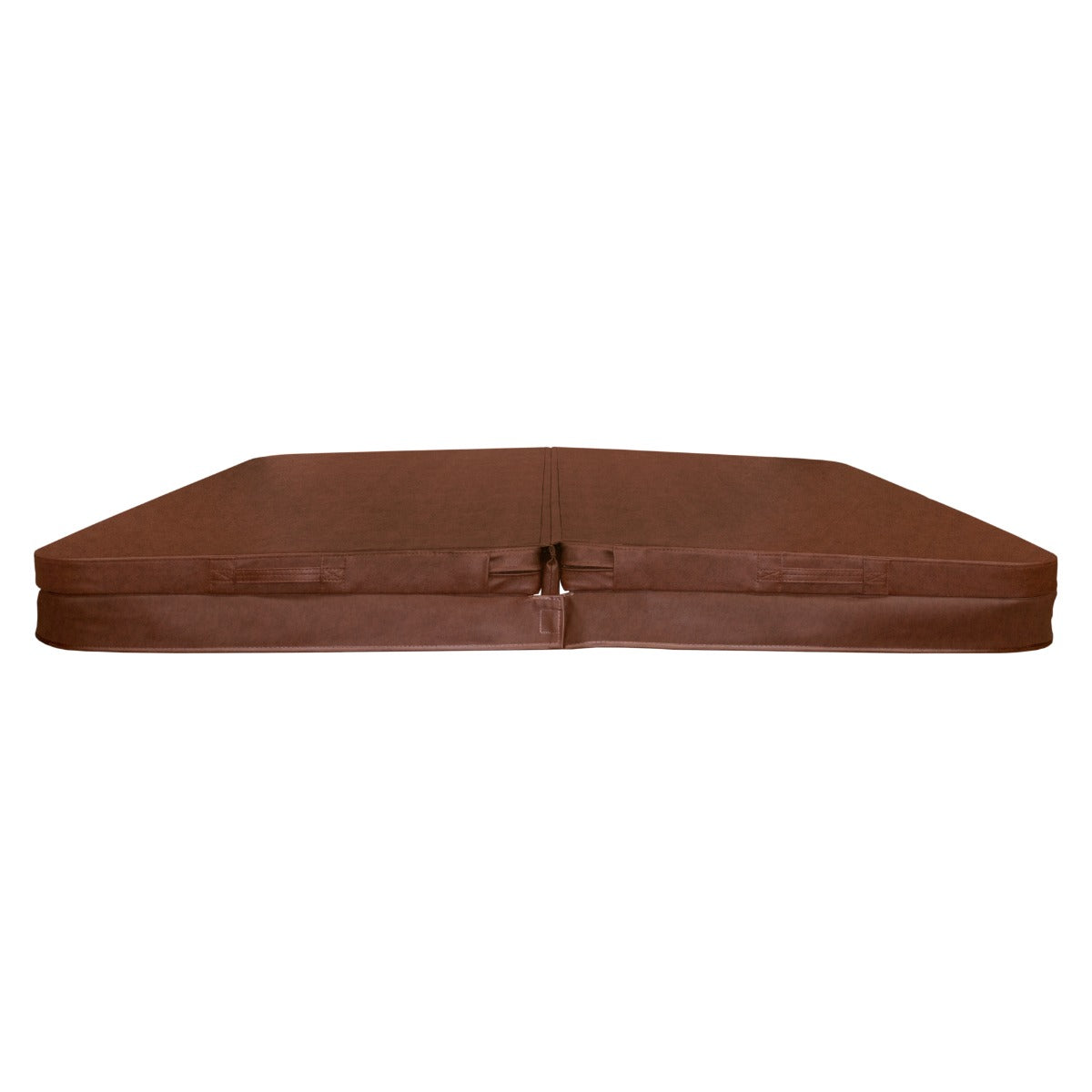 Cubierta marrón para jacuzzi de 2,1m x 2,1m, con textura suave y resistente, diseñada para proteger y mantener la temperatura del agua