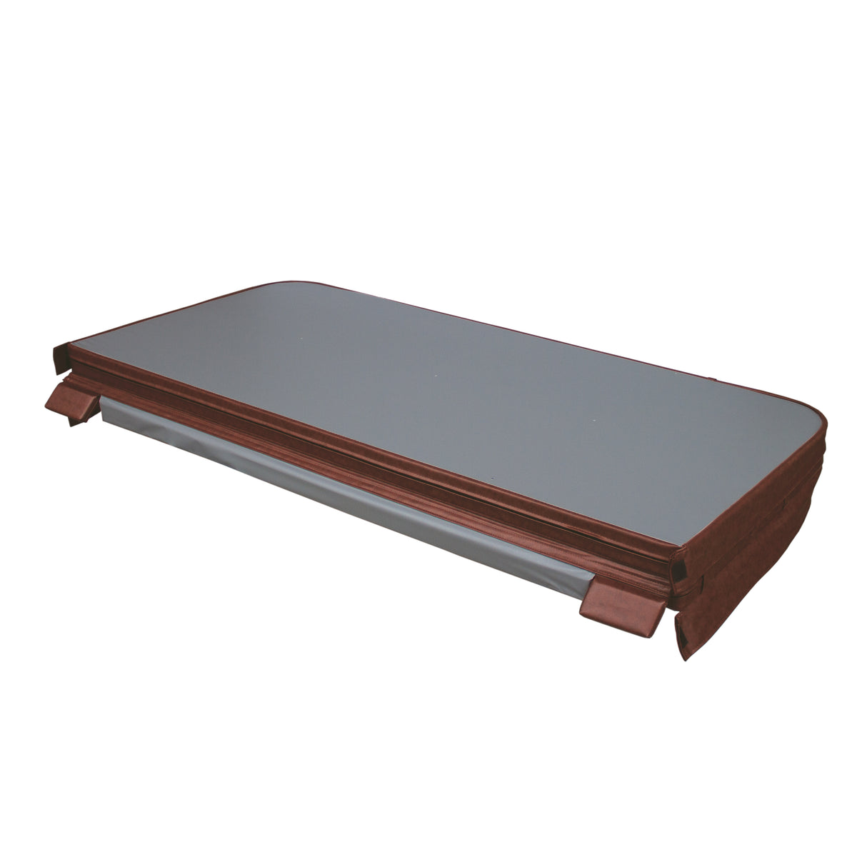 Cubierta marrón para jacuzzi de 2,2m x 2,2m, con textura suave y resistente, ideal para proteger y mantener el agua limpia