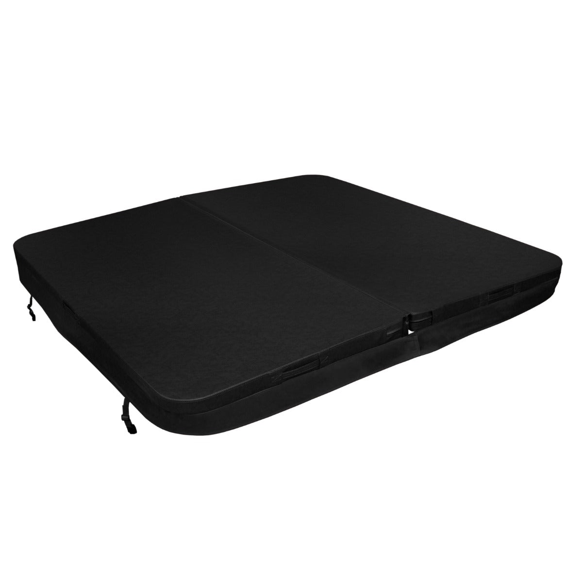 Cubierta negra para jacuzzi de 2,2m x 2,2m, con textura suave y resistente, diseñada para proteger y mantener el agua limpia