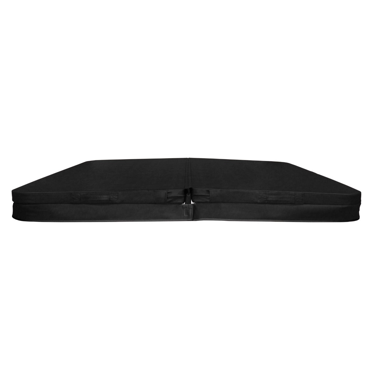 Cubierta negra para jacuzzi de 2,2m x 2,2m, con textura suave y diseño rectangular, ideal para proteger y mantener el agua limpia