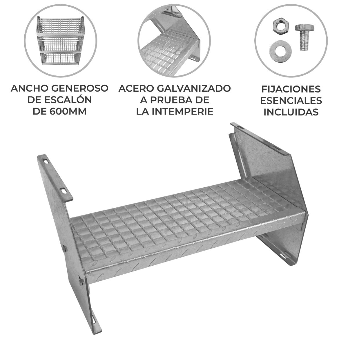 Escalón de Acero Galvanizado Adicional – 600mm de Ancho