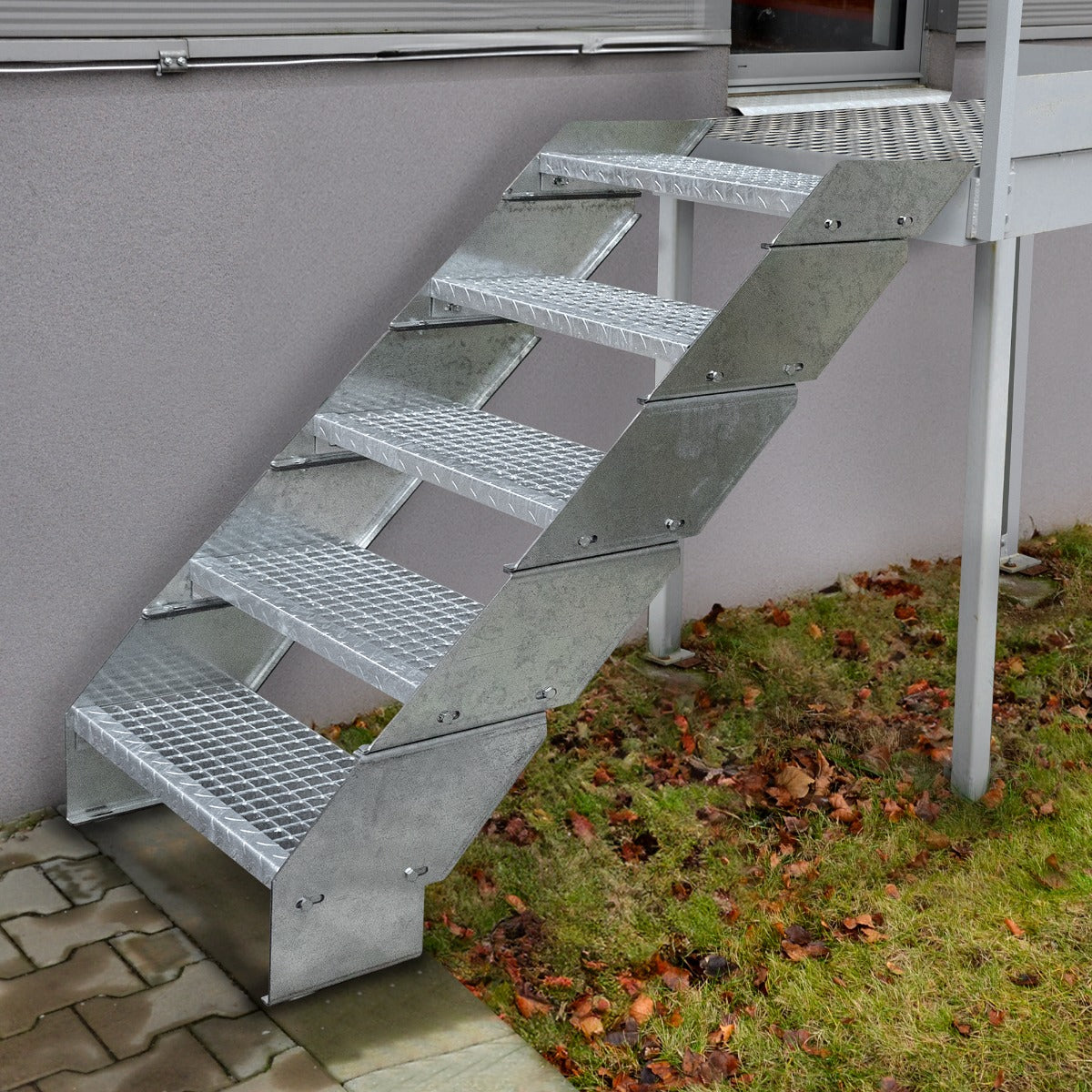 Escalera Galvanizada Ajustable de 2 Escalones– 900mm de Ancho