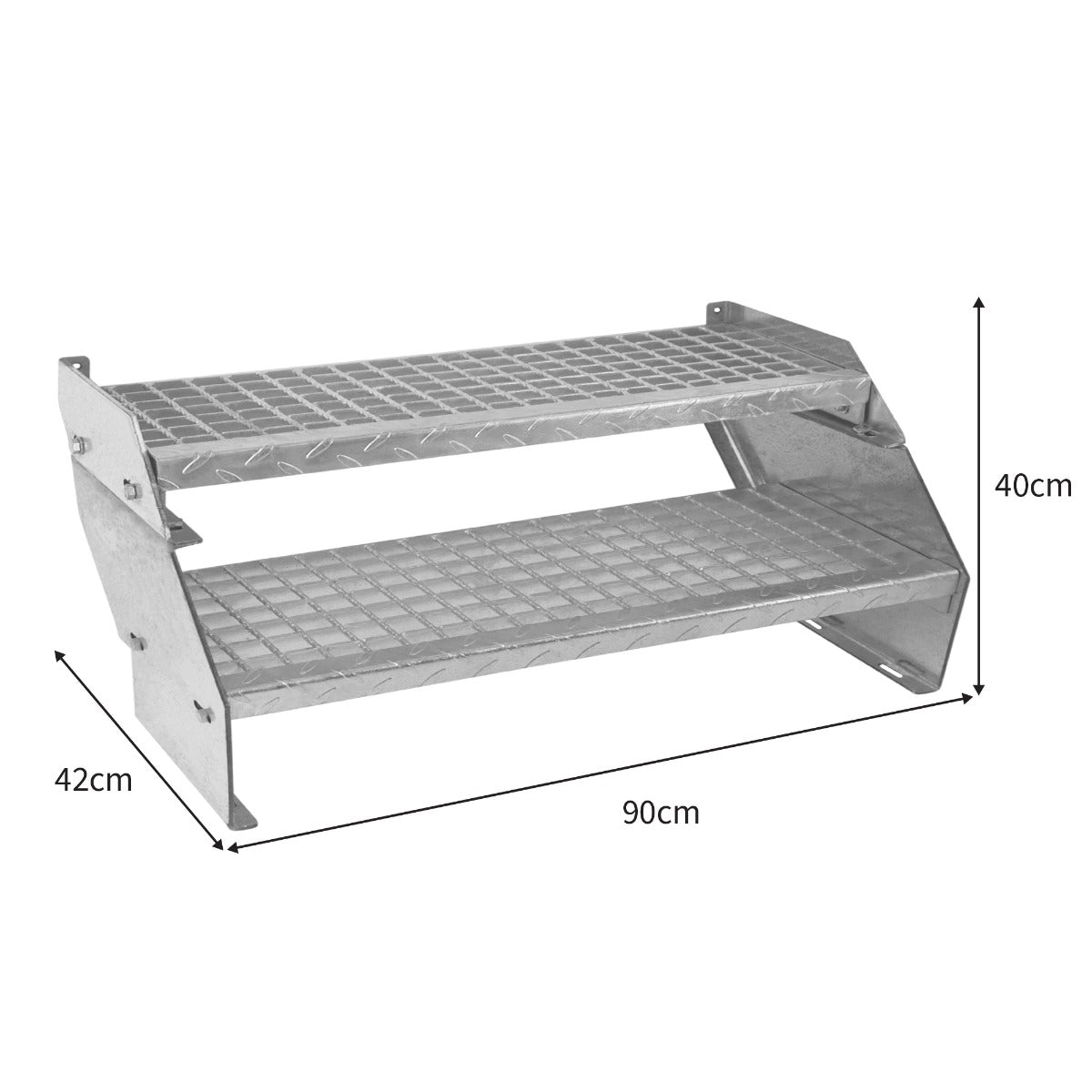 Escalera Galvanizada Ajustable de 2 Escalones– 900mm de Ancho