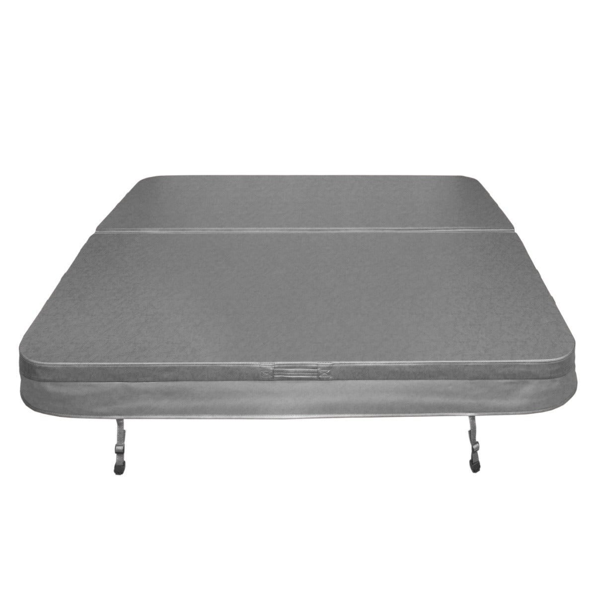 Cubierta gris de 2m x 2m para jacuzzi, con textura suave y resistente, diseñada para proteger y mantener el agua limpia