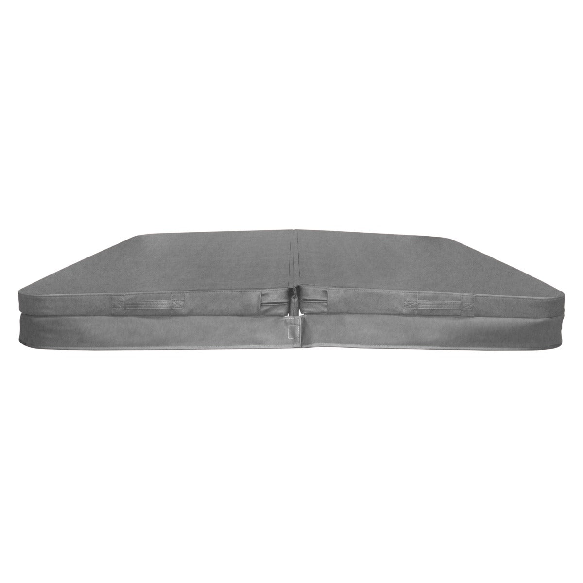 Cubierta gris para jacuzzi de 2m x 2m, con textura suave y resistente, diseñada para proteger y mantener el agua limpia