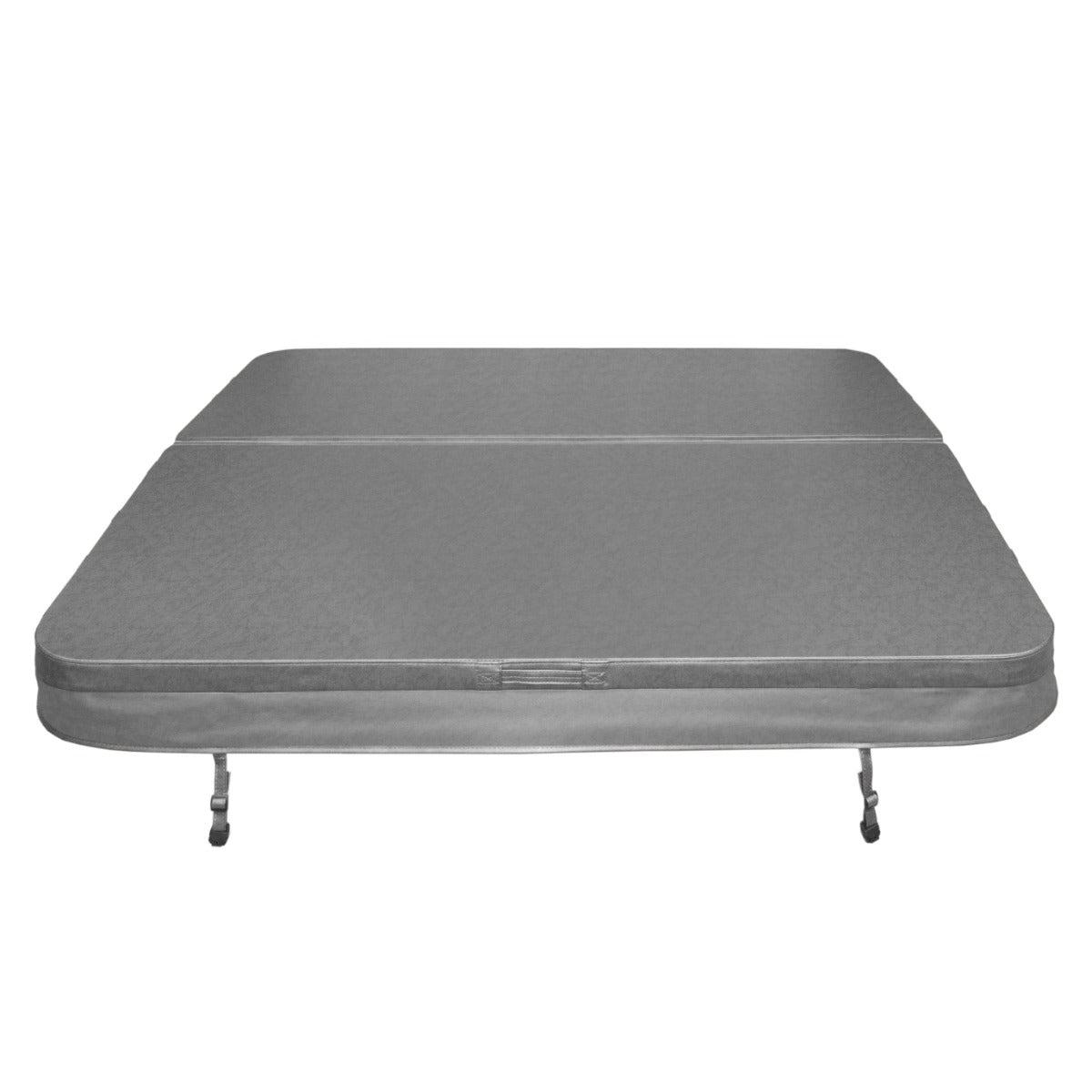 Cubierta gris para jacuzzi de 2,1m x 2,1m, con textura suave y bordes rectos, ideal para proteger y mantener el agua limpia