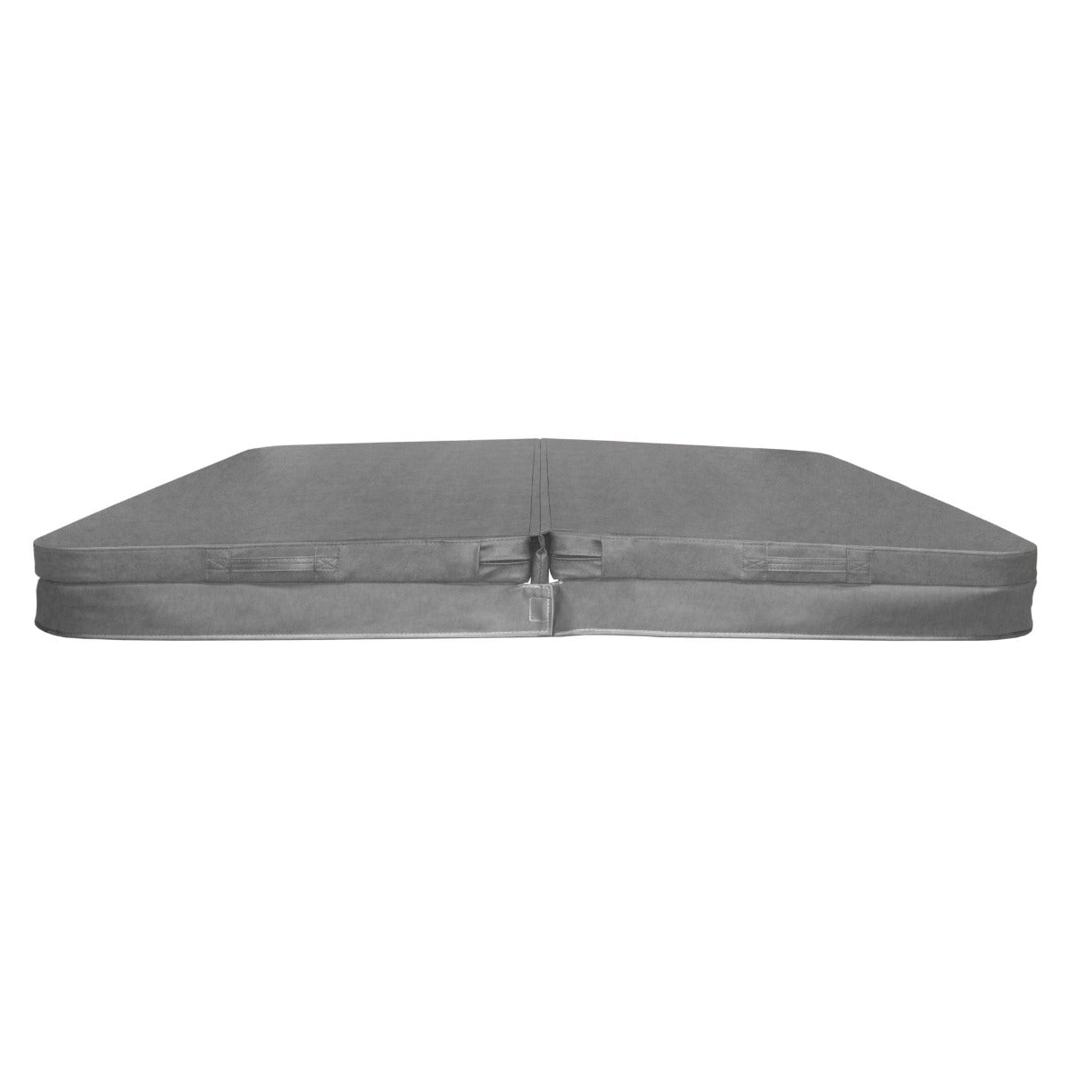 Cubierta gris para jacuzzi de 2,1m x 2,1m, con textura suave y resistente, diseñada para proteger y mantener el calor del agua