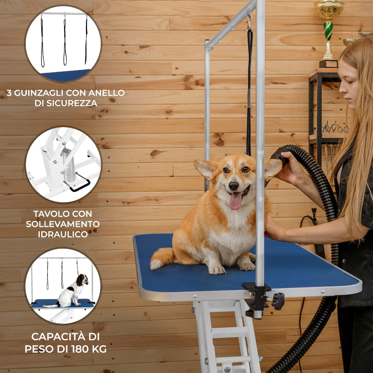 Mesa de Aseo Hidráulica Blanca - Superficie Azul