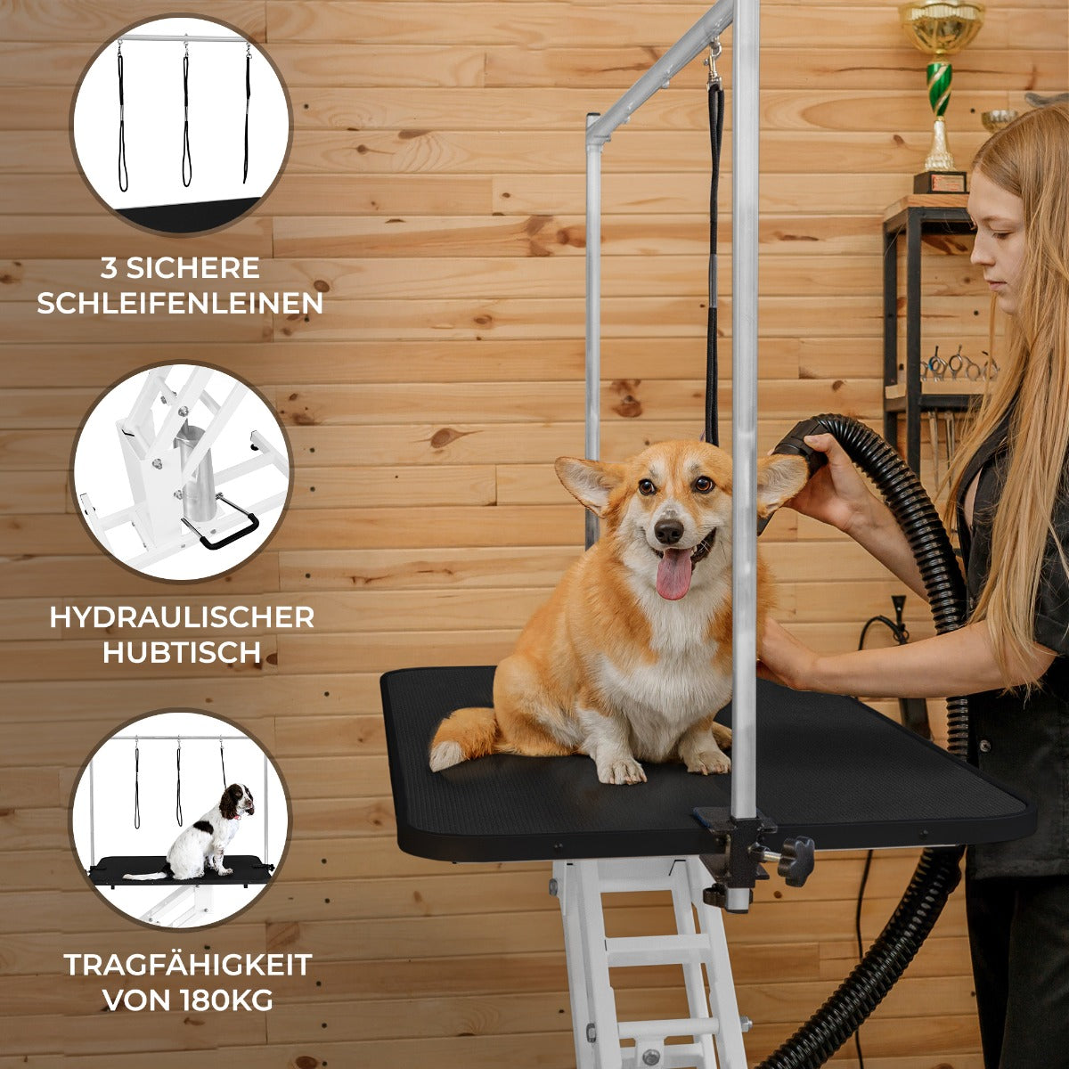 Mesa de Aseo Hidráulica Blanca - Superficie Negra