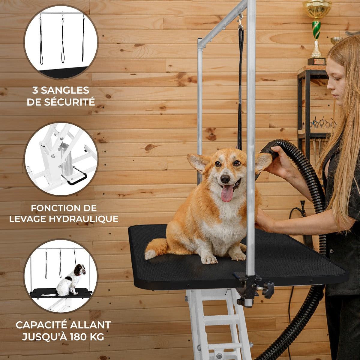 Mesa de Aseo Hidráulica Blanca - Superficie Negra