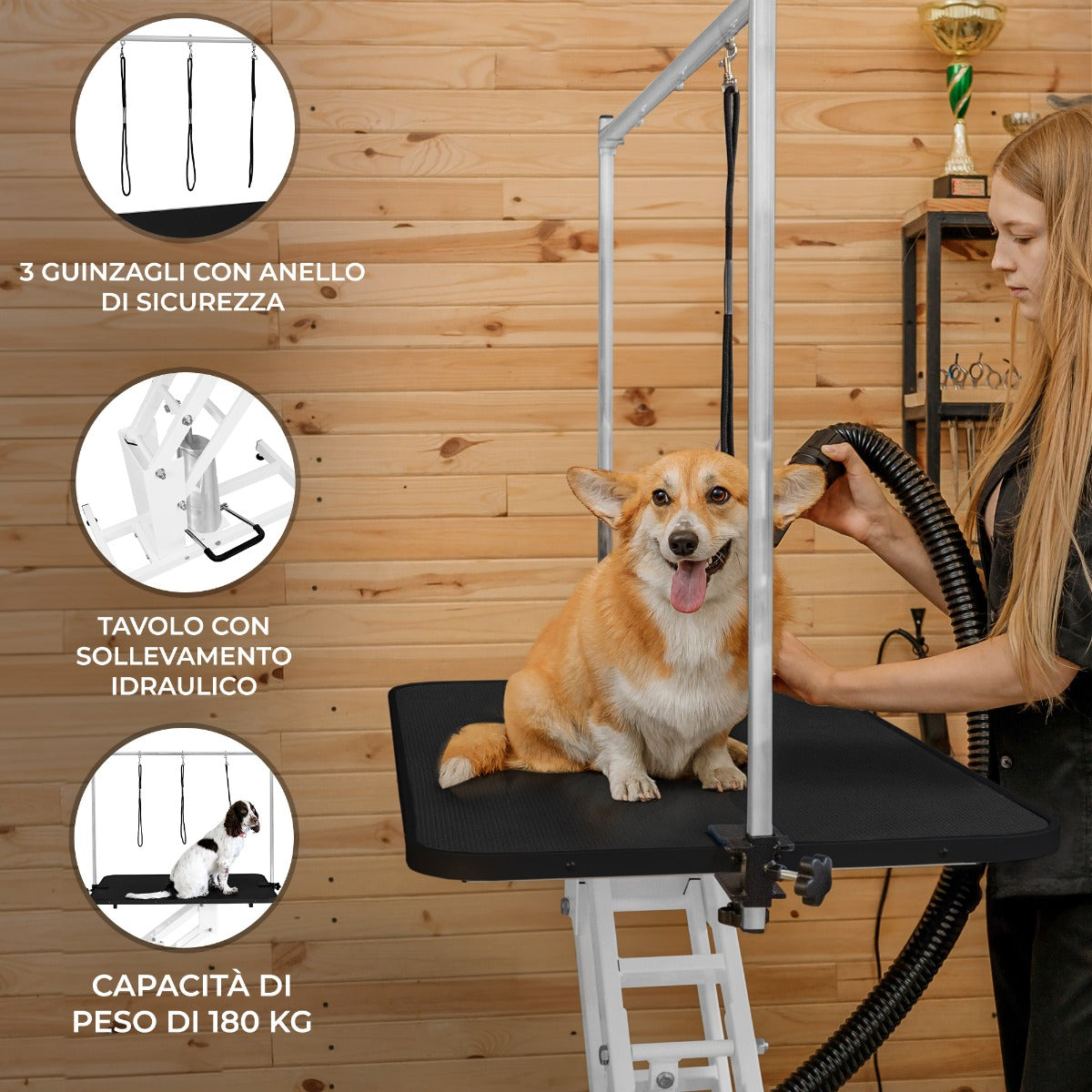 Mesa de Aseo Hidráulica Blanca - Superficie Negra