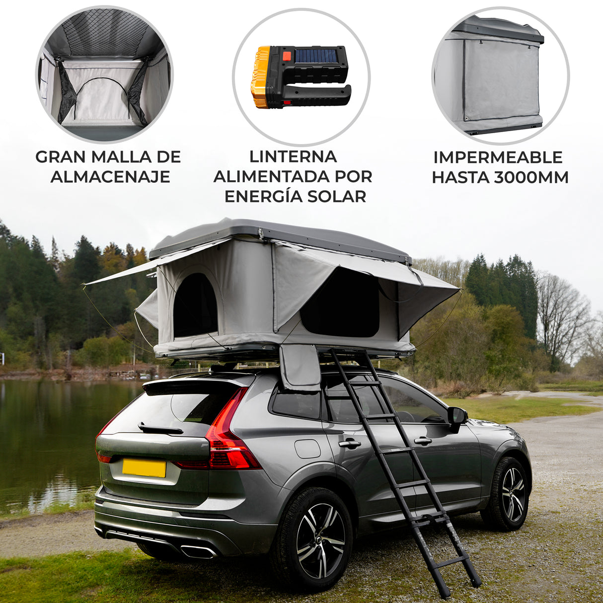 Tienda de Campaña de Techo para Coche - Gris