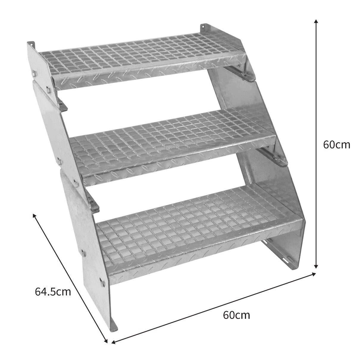 Escalera Galvanizada Ajustable de 3 Escalones– 600mm de Ancho