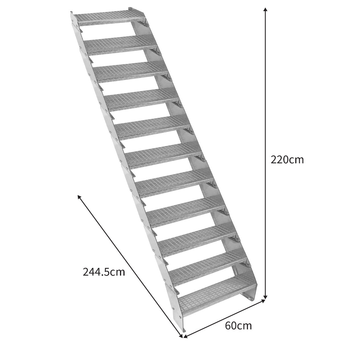 Escalera Galvanizada Ajustable de 11 Escalones– 600mm de Ancho