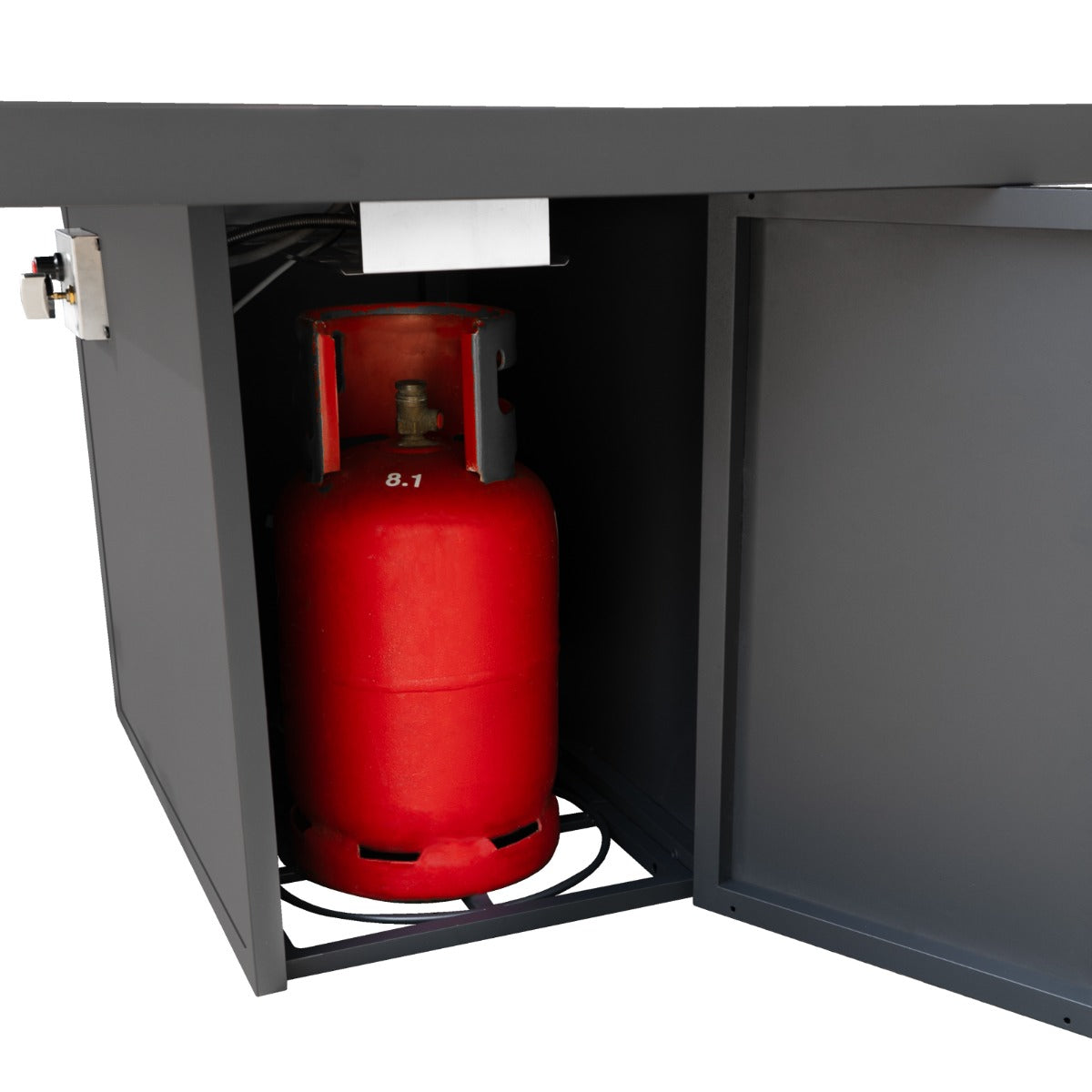 Juego de Sillón de Jardín con Mesa con Fogata a Gas - Gris