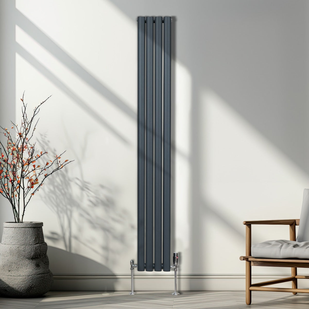 Radiador De Columna Ovalada - 1800mm x 240mm - Gris Antracita