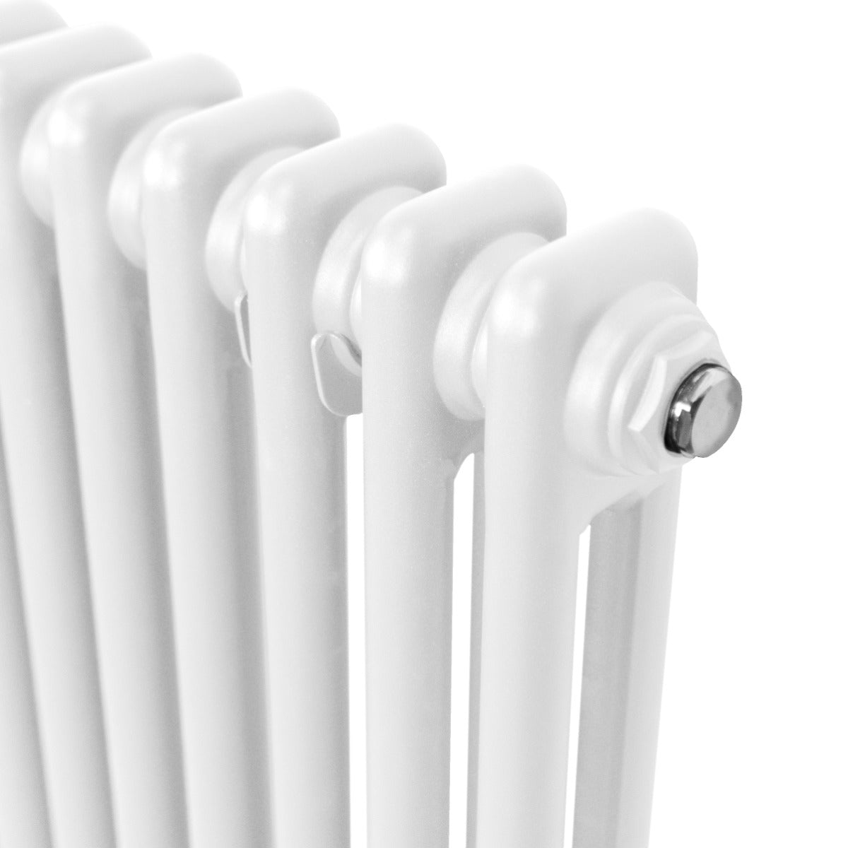 Radiador horizontal de 2 columnas en color blanco, con acabado brillante y diseño clásico, ideal para calefacción en espacios interiores