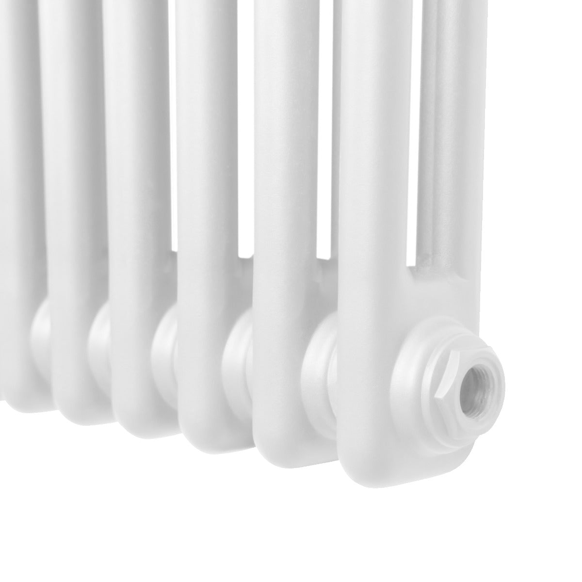 Radiador vertical tradicional de 2 columnas, acabado blanco, con diseño elegante y superficie lisa, ideal para calefacción eficiente