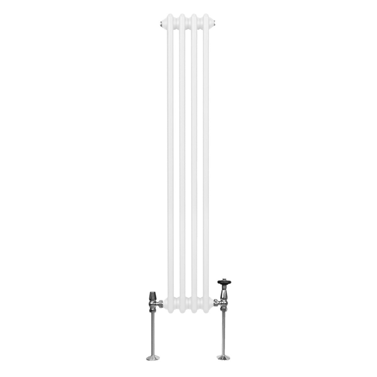 Radiador vertical de 2 columnas en color blanco, con acabado liso y moderno, ideal para calentar espacios de forma eficiente