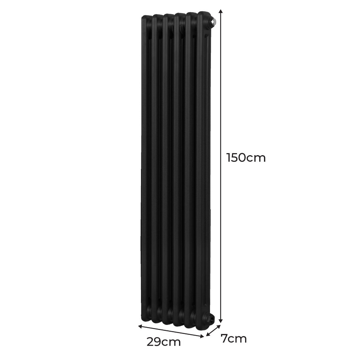 Radiador Tradicional Vertical de 2 columnas - 1500x 292mm - Negro