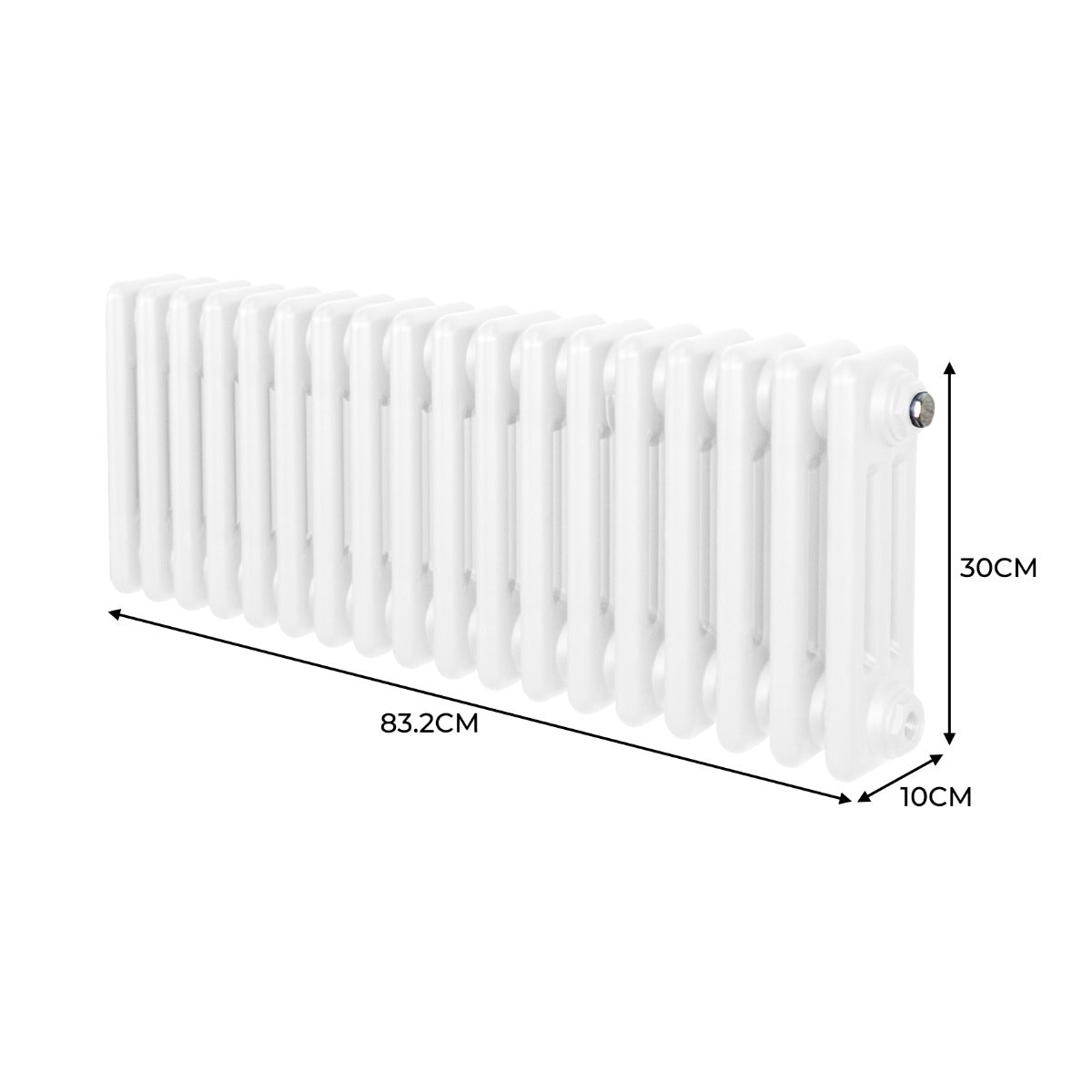 Radiador Tradicional Horizontal de 3 Columnas - 300 x 832 mm - Blanco