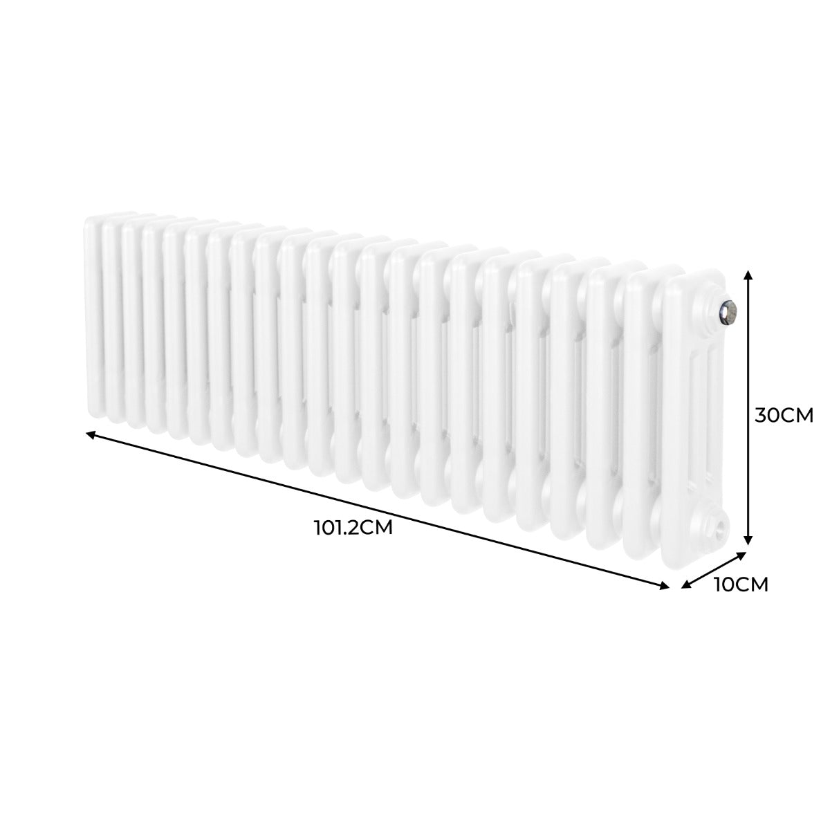 Radiador Tradicional Horizontal de 3 Columnas - 300 x 1012mm - Blanco