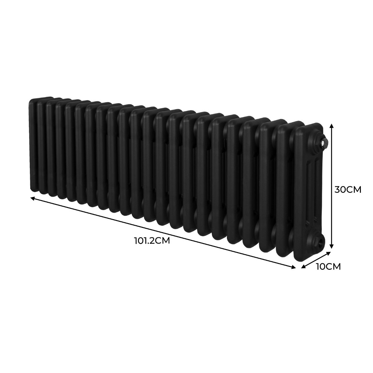 Radiador Tradicional Horizontal de 3 Columnas - 300 x 1012mm - Negro