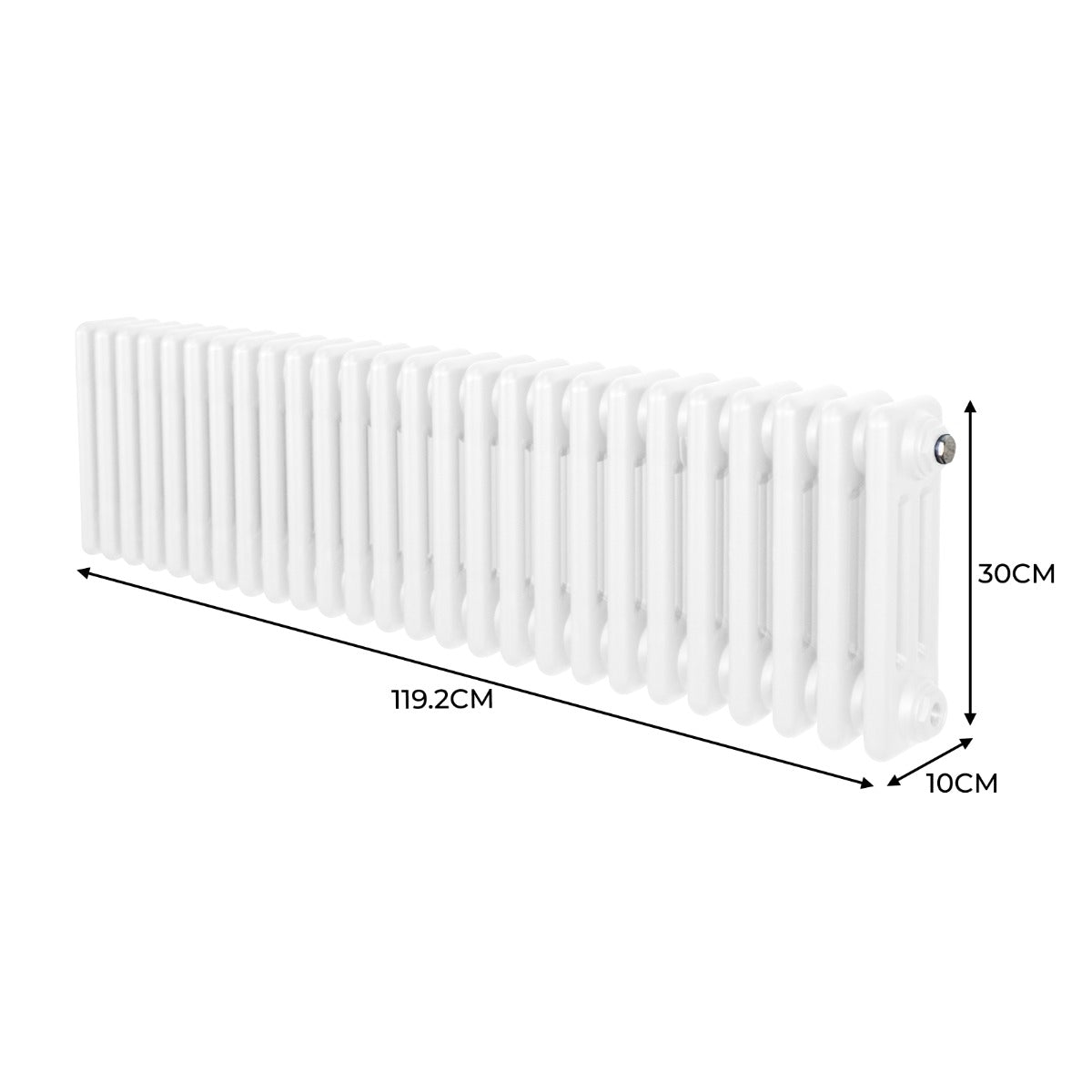 Radiador Tradicional Horizontal de 3 Columnas - 300 x 1192mm - Blanco