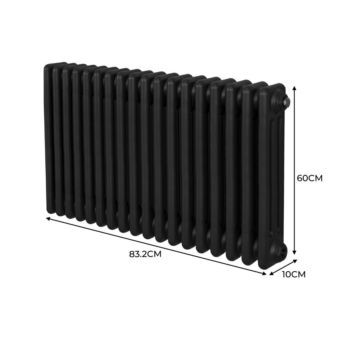 Radiador Tradicional Horizontal de 3 Columnas - 600 x 832mm - Negro