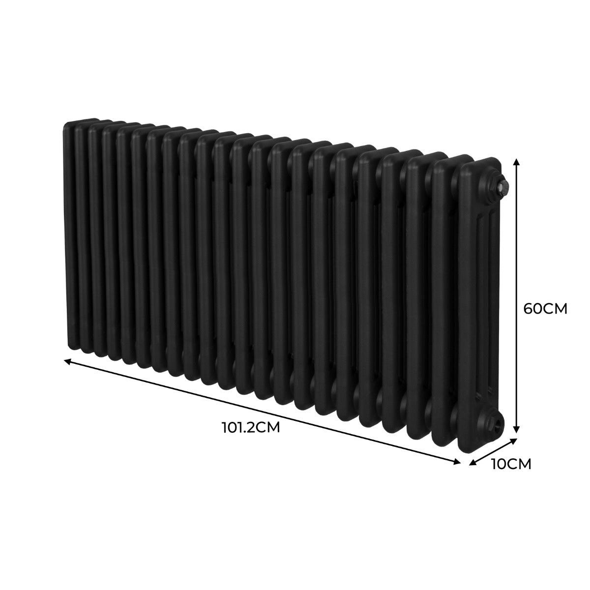 Radiador Tradicional Horizontal de 3 Columnas - 600x 1012mm - Negro