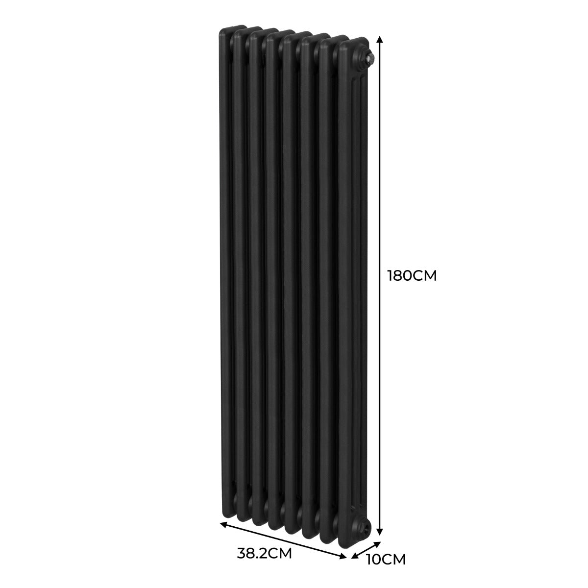Radiador Tradicional Vertical de 3 columnas – 1800 x 382 mm - Negro
