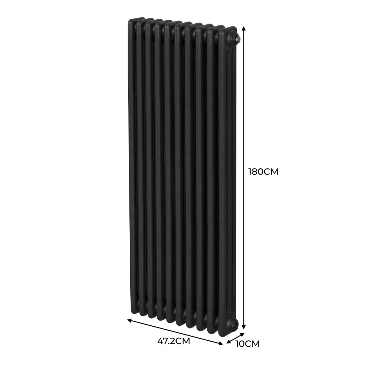 Radiador Tradicional Vertical de 3 columnas – 1800 x 472mm - Negro