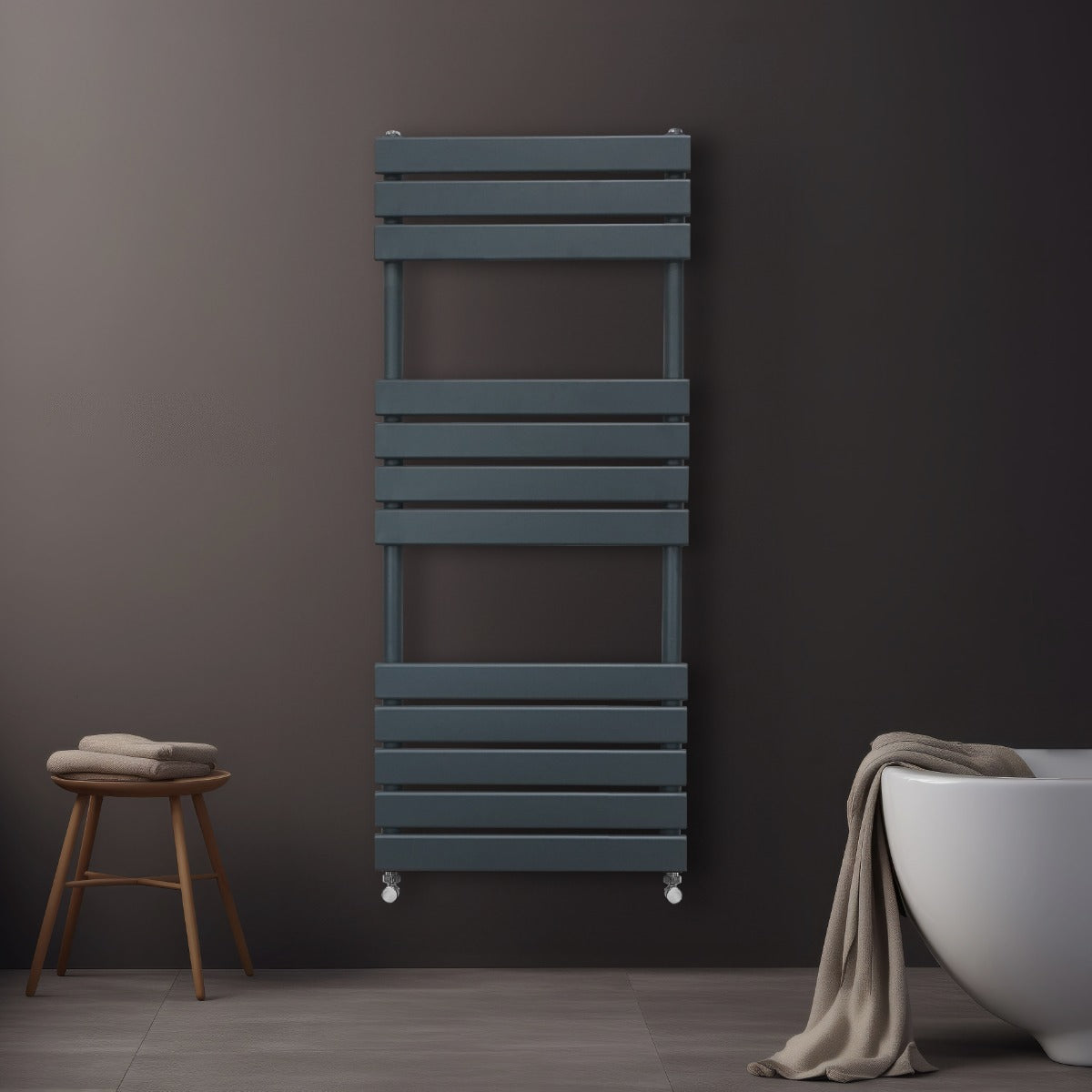 Radiadores Toalleros de panel plano – 1200mm x 450mm – Gris Antracita
