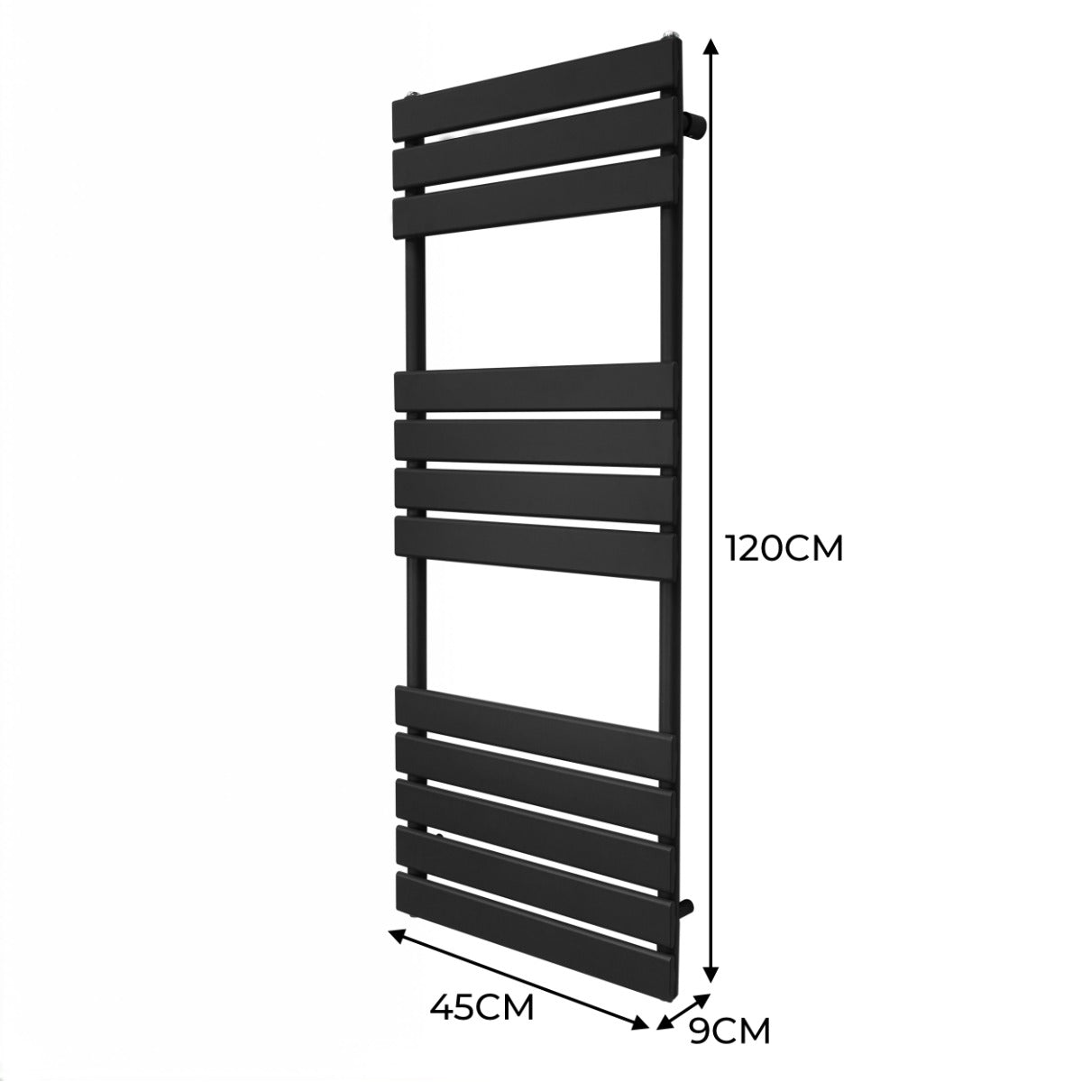 Radiadores Toalleros de panel plano – 1200mm x 450mm – Negro