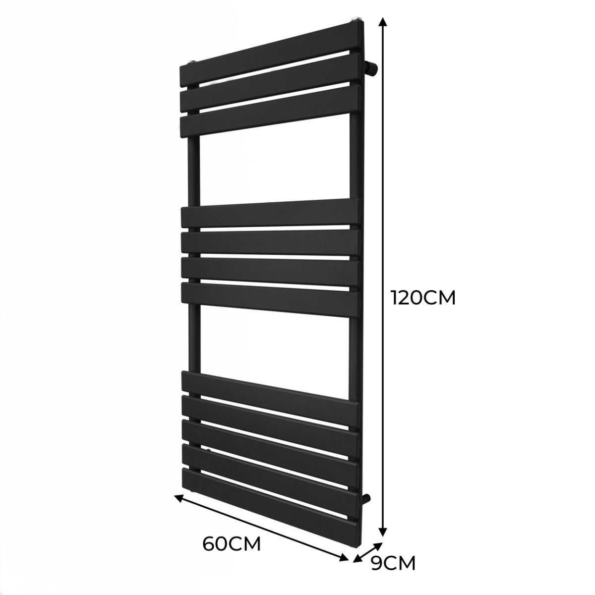 Radiadores Toalleros de panel plano – 1200mm x 600mm – Negro