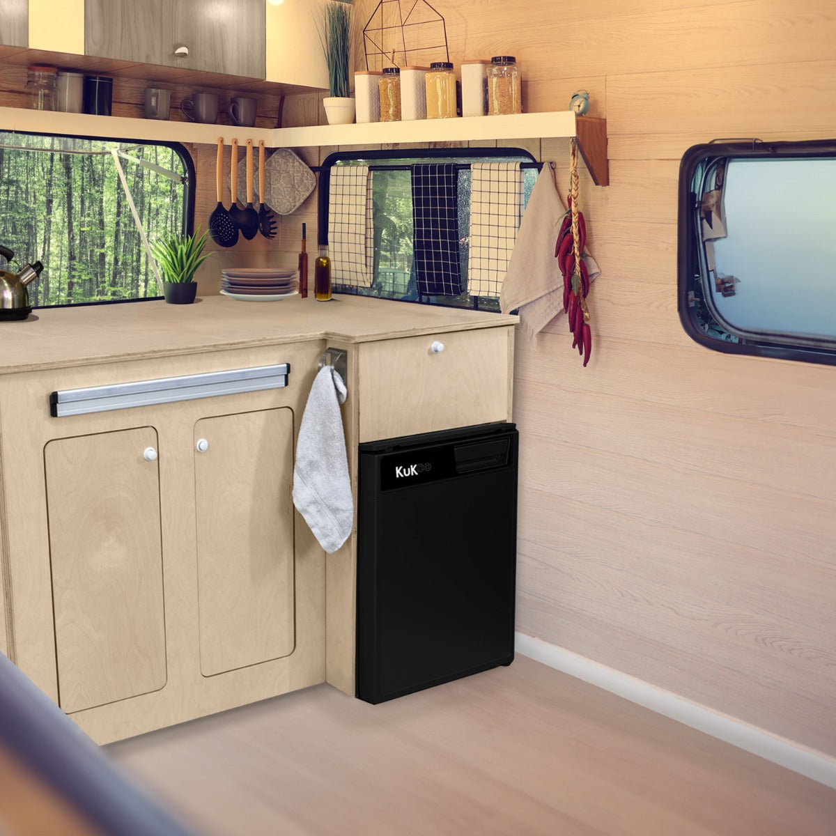 Módulo de Cocina para Furgonetas - LHD y Refrigerador de compresor Negro