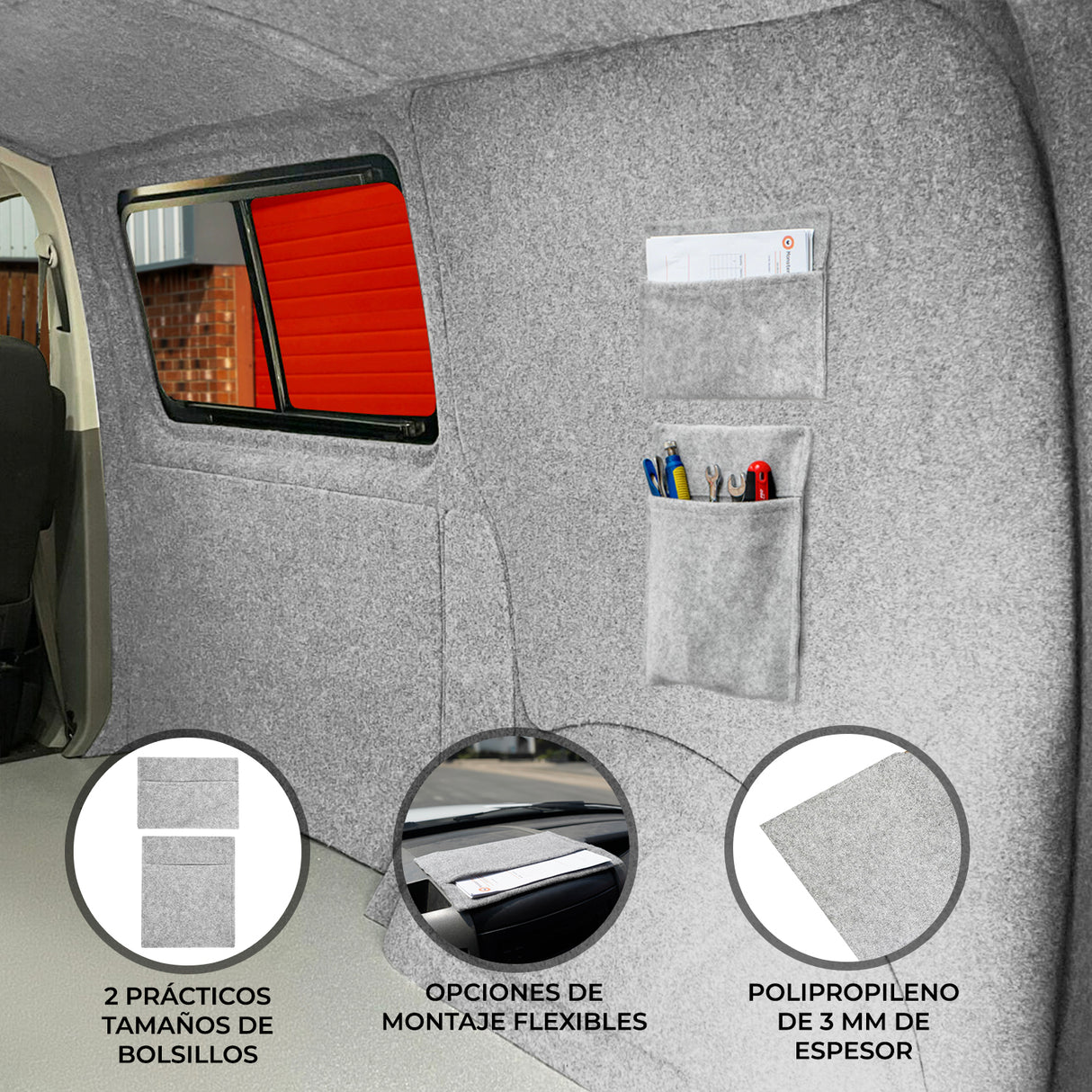 Bolsillos de almacenamiento - Gris Plata
