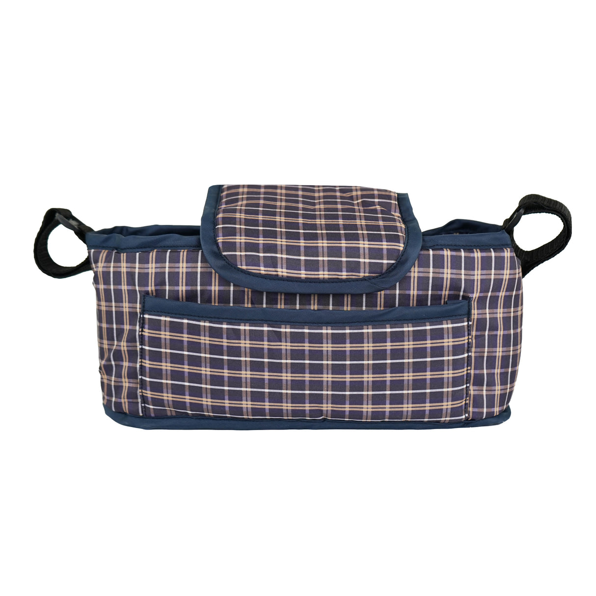 Bolsa caddy organizador para cochecito de mascotas - Tartán Azul