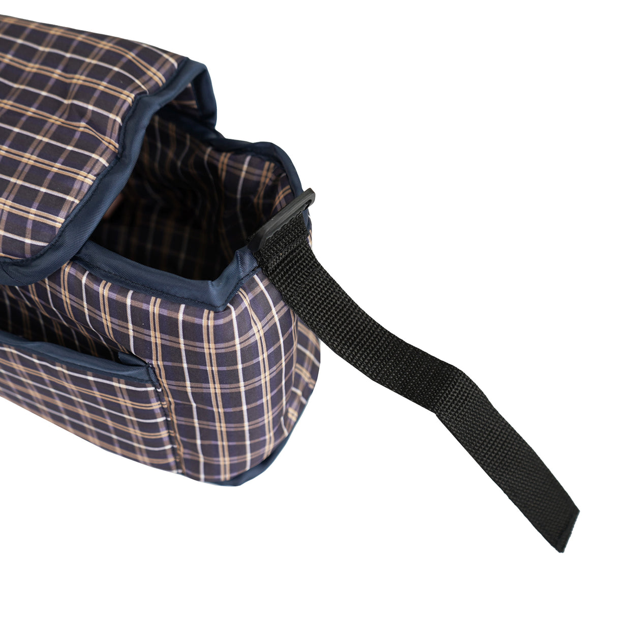 Bolsa caddy organizador para cochecito de mascotas - Tartán Azul