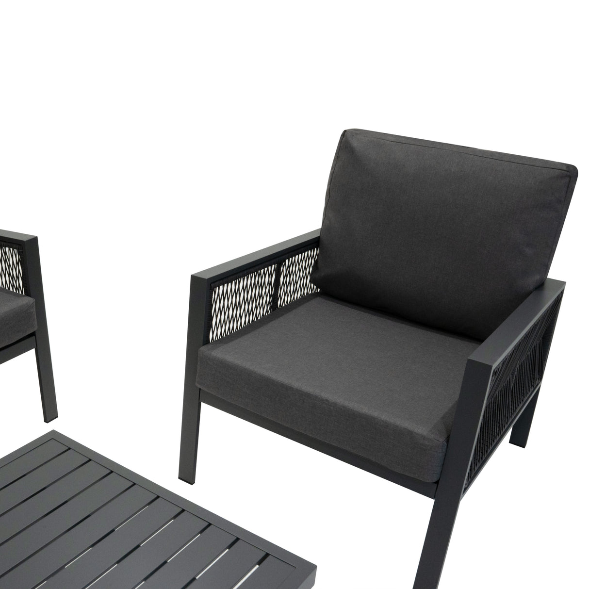 Conjunto para Exteriores de aluminio 5 plazas (4 piezas) - Gris Antracita