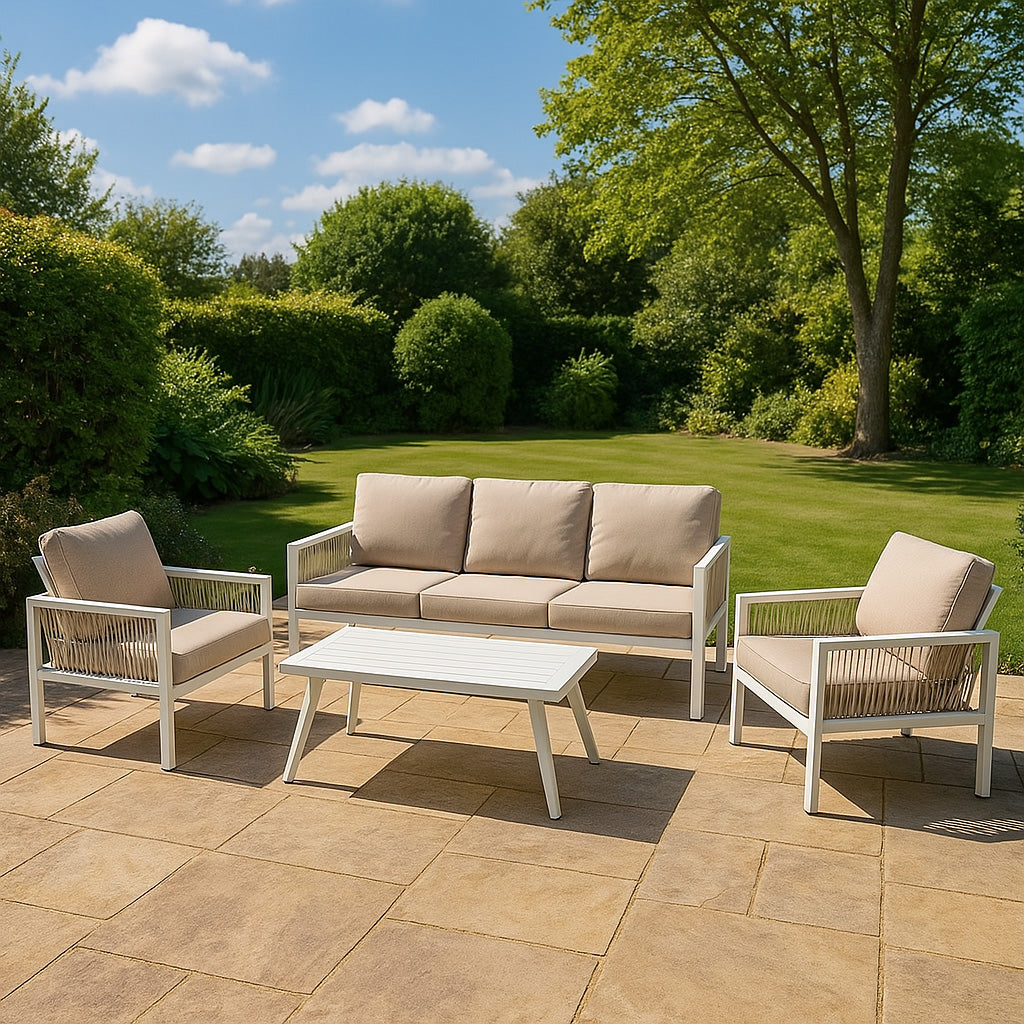 Conjunto para Exteriores de aluminio 5 plazas (4 piezas) -Blanco