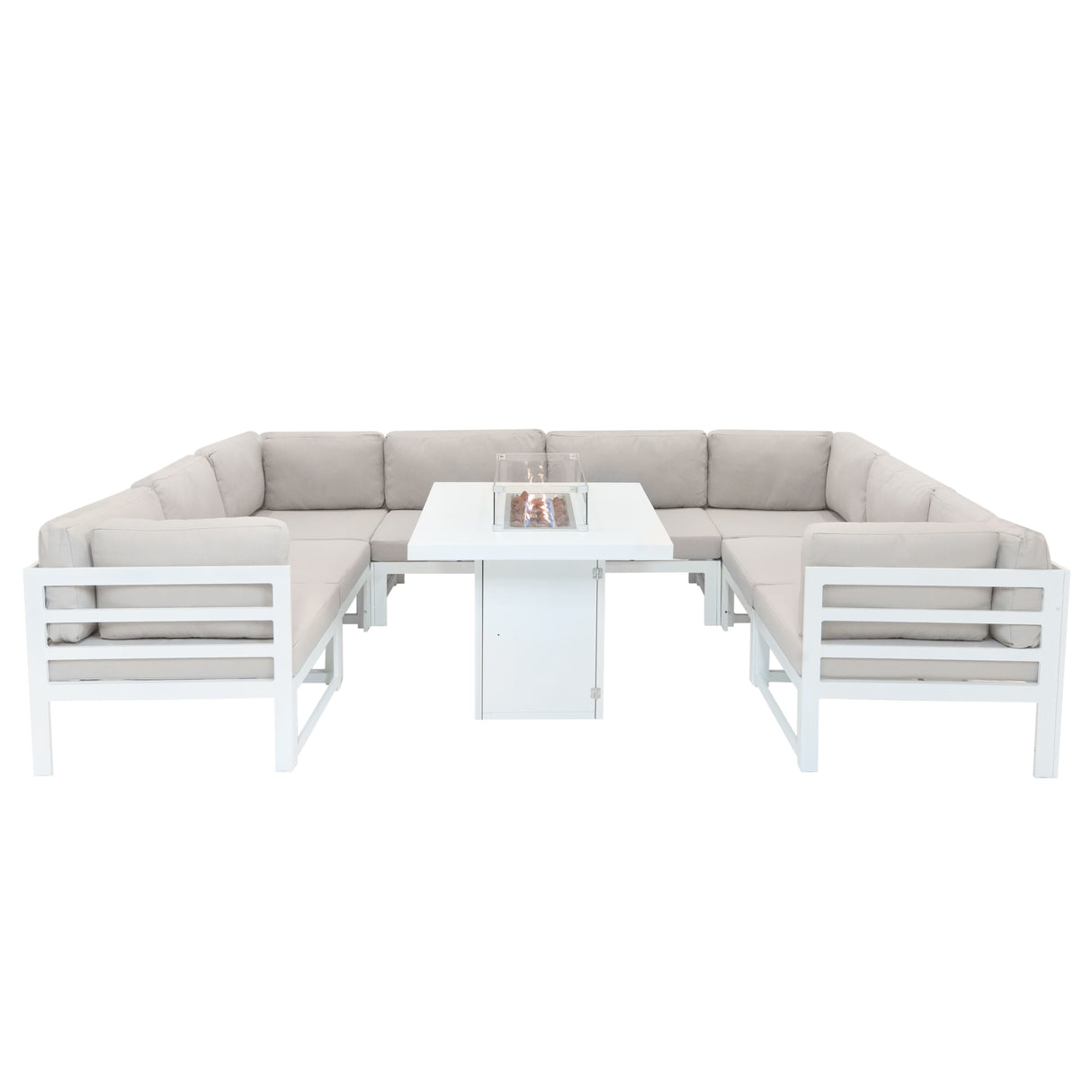 Juego de Sillón de Jardín con Mesa con Fogata a Gas - Blanco