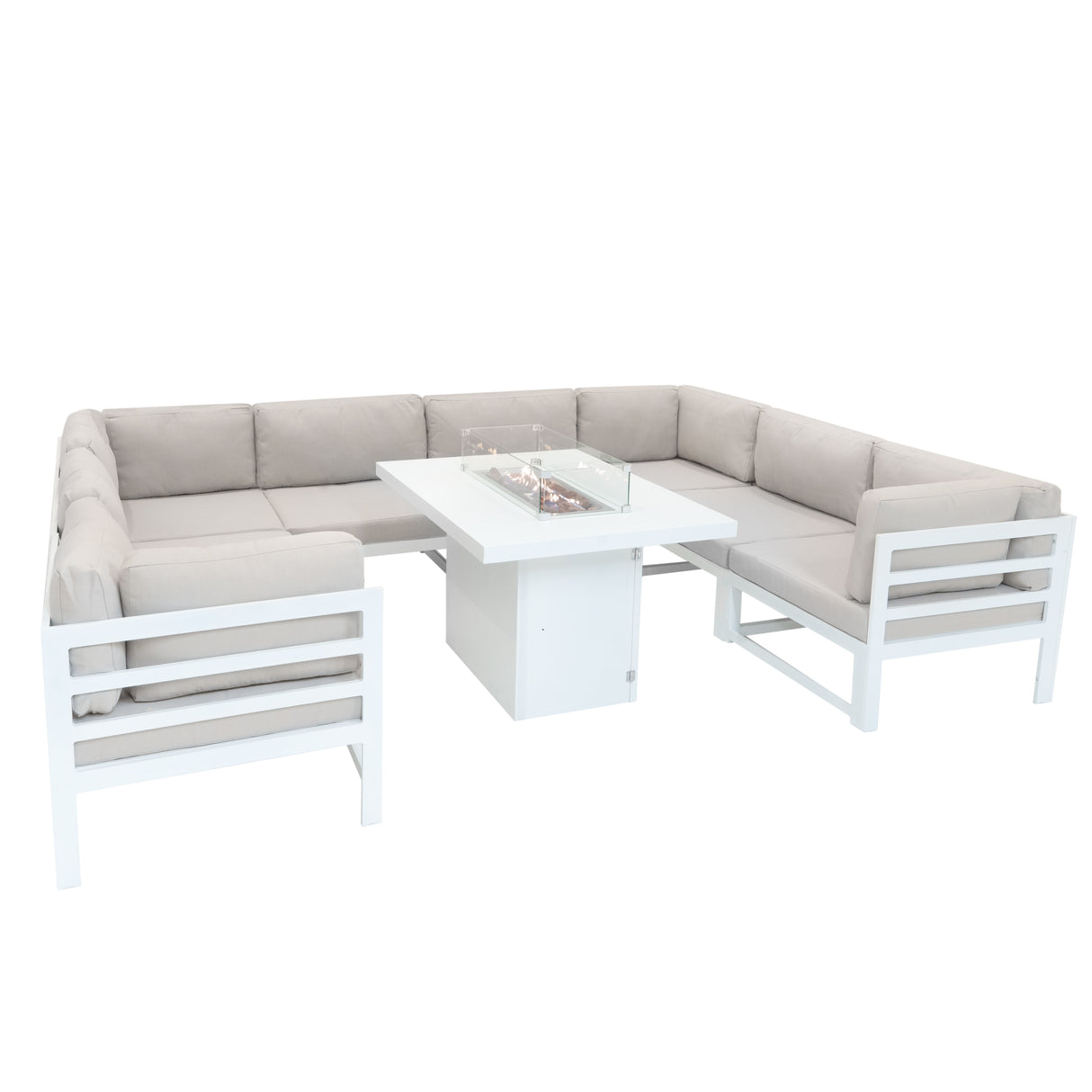 Juego de Sillón de Jardín con Mesa con Fogata a Gas - Blanco