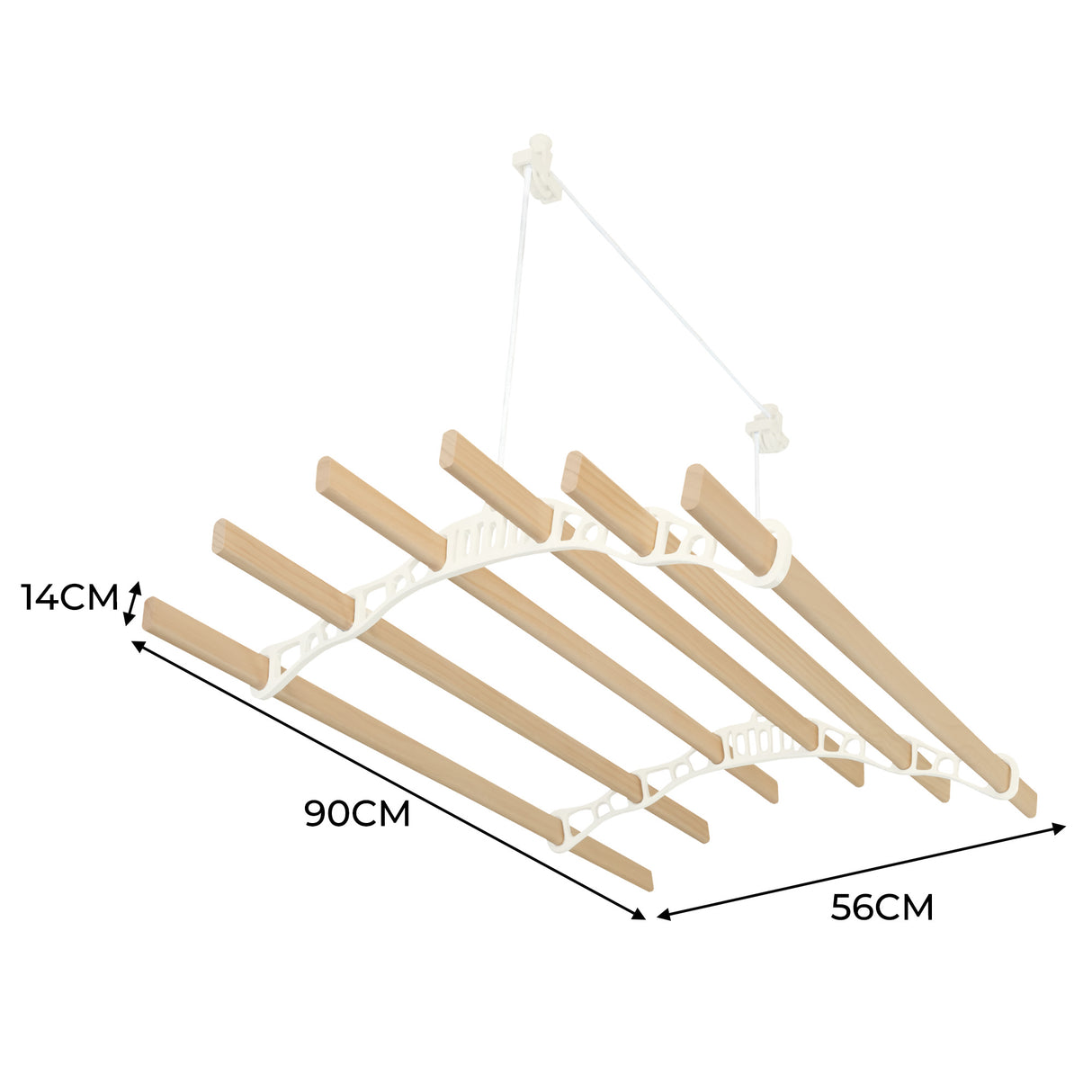 Tendedero de Techo con Sistema de Polea y 6 Listones de 0,9 m en Marfil