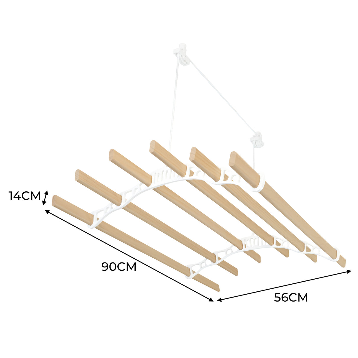 Tendedero de Techo con Sistema de Polea y 6 Listones de 0,9 m en Blanco