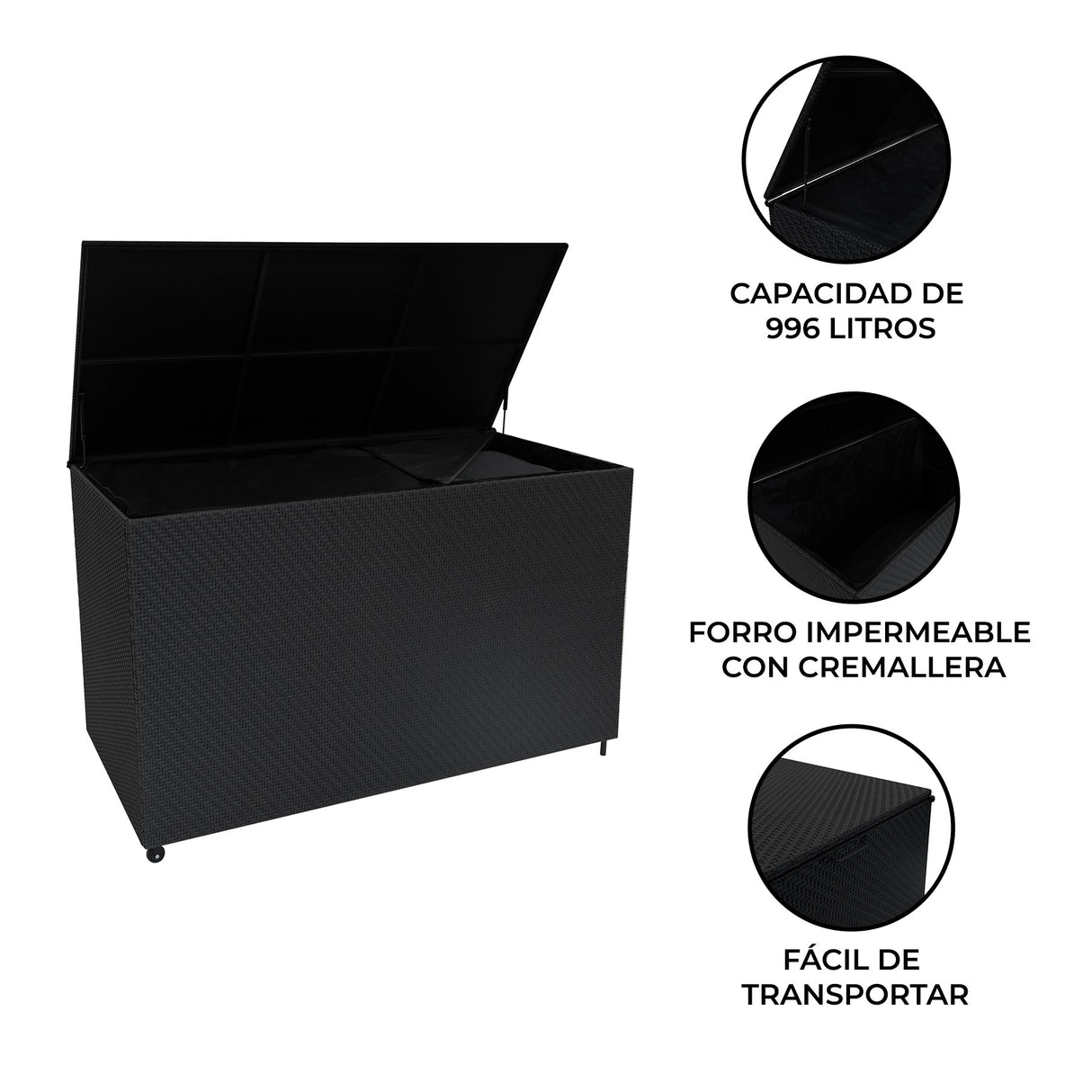 Caja de Almacenamiento de Ratán 996L- Negra